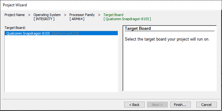 "Qualcom board creation window dialog."