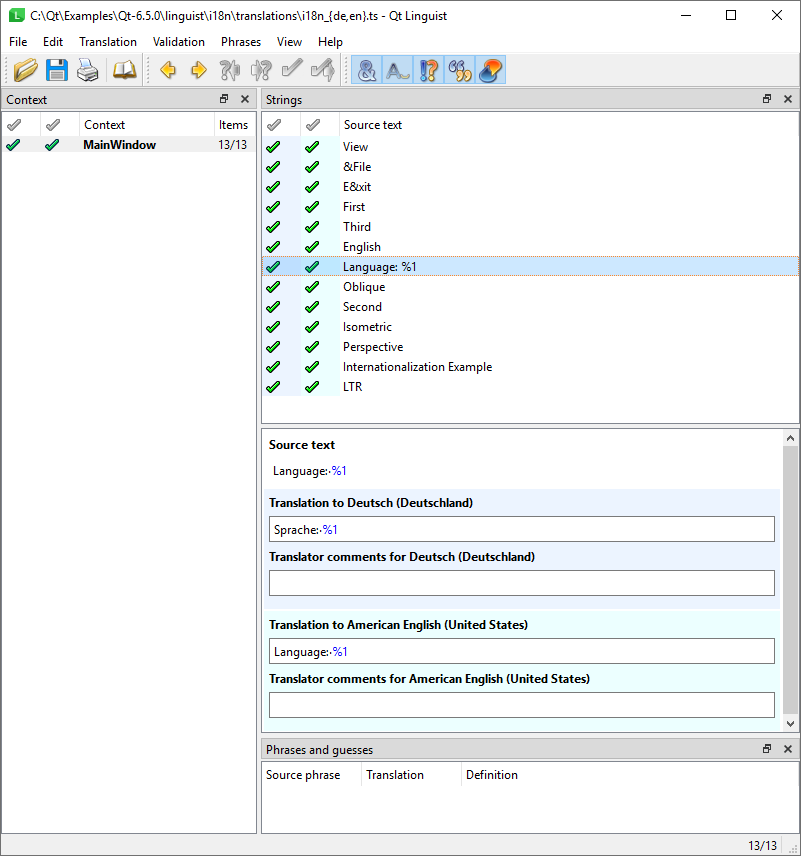 {Two TS files open in Qt Linguist}