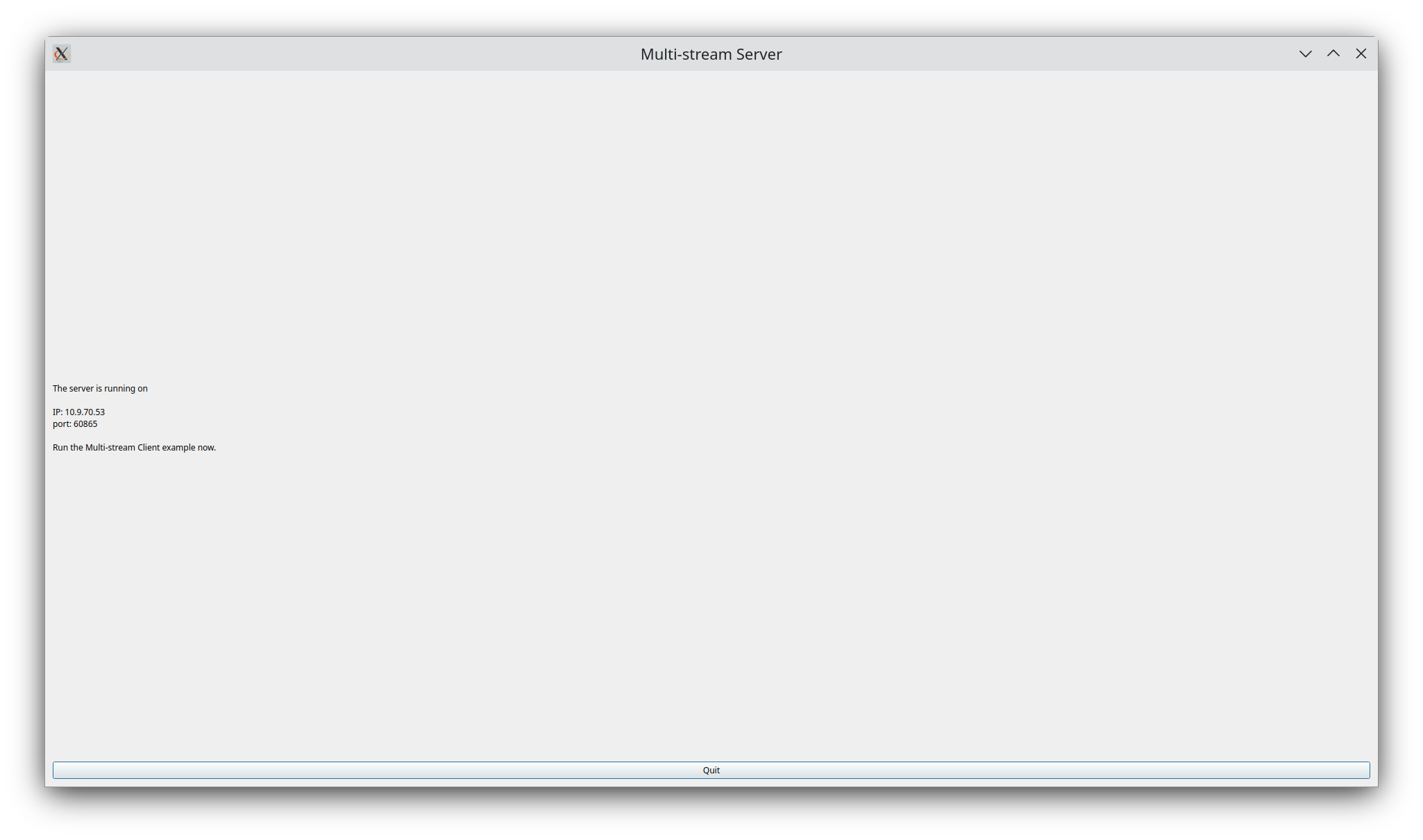 {このアプリケーションでは、SCTP通信を介して複数のクライアントにデータを書き込むことができます。｝