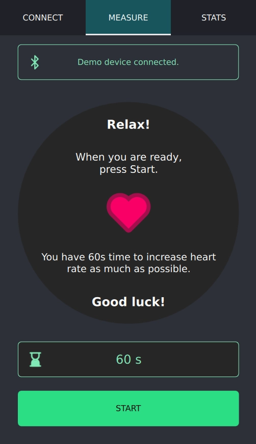 Start screen of Qt Heart Game