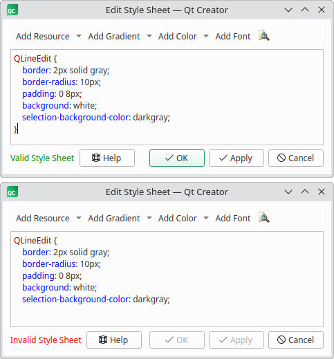 Bearbeitung und Validierung eines Stylesheets