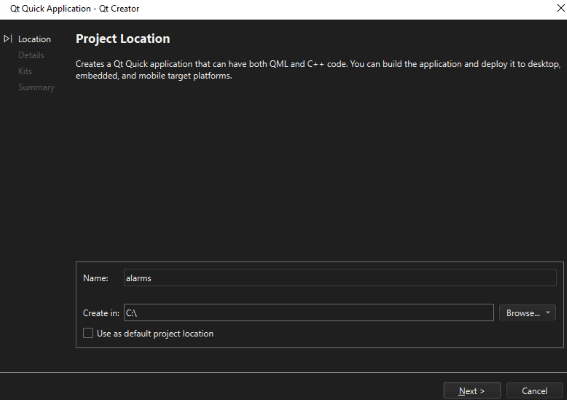Establecer la ubicación del proyecto Establecer la ubicación del proyecto