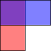 Una imagen que contiene cuatro secciones cuadradas, con los colores morado, azul, rojo y blanco