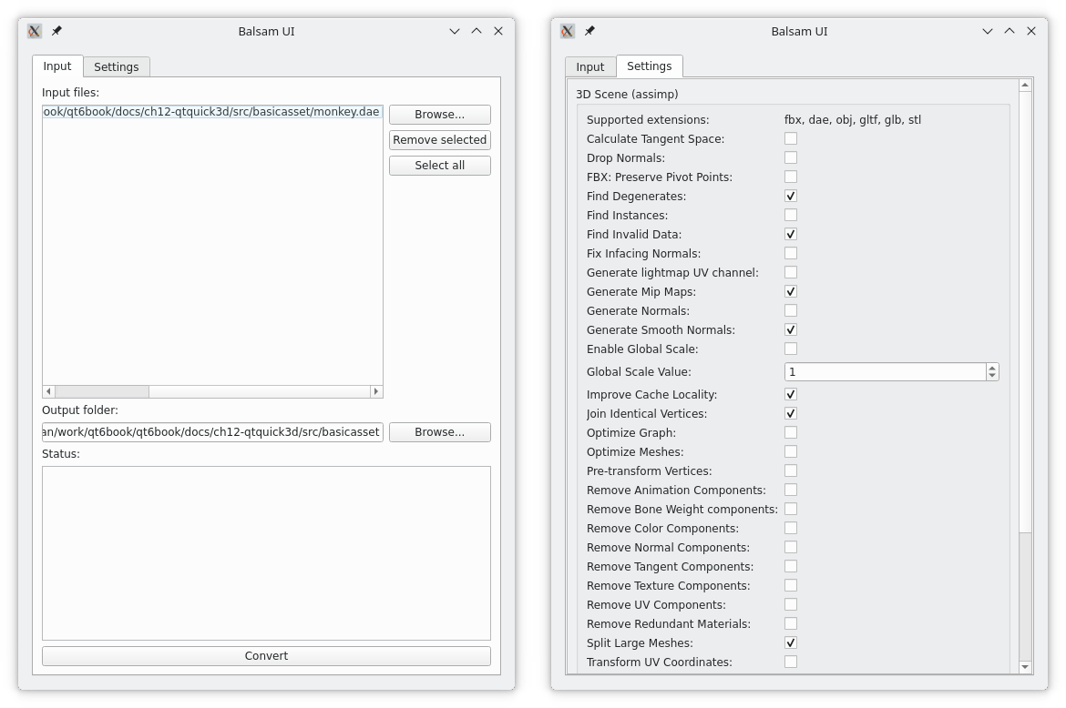 Captura de pantalla de la aplicación Balsam UI.