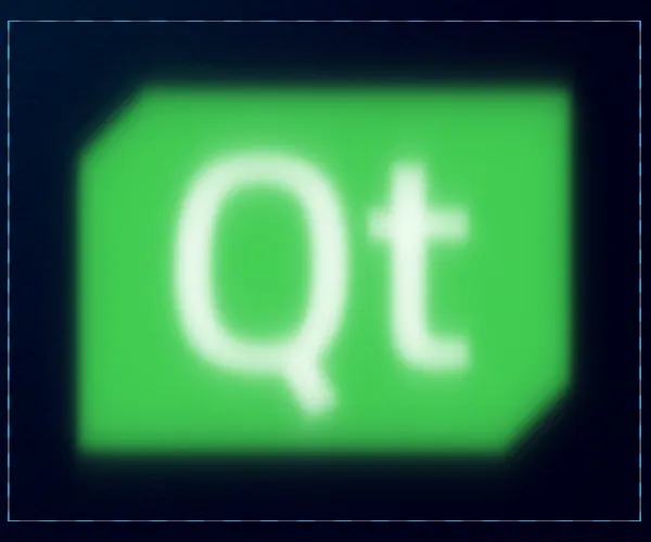 Logotipo Qt con efecto de desenfoque completo y relleno ampliado