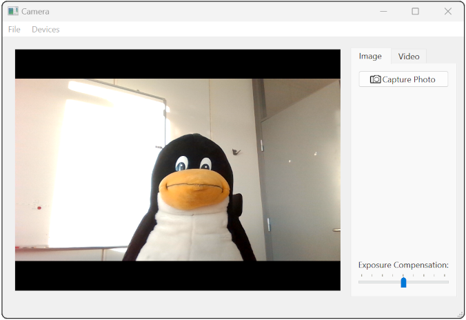 Interfaz de aplicación de cámara con controles de captura de imagen y vídeo