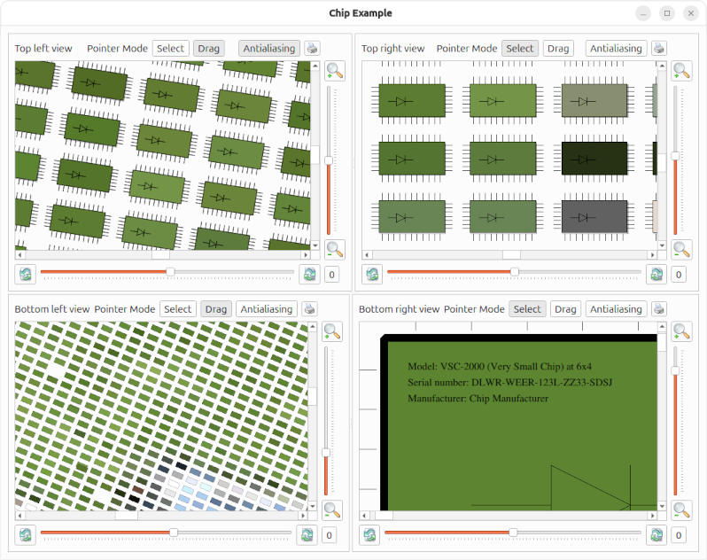 Aplicación que muestra chips informáticos y opciones gráficas Aplicación que muestra chips informáticos y opciones gráficas