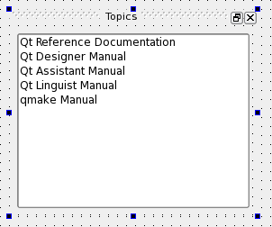 Captura de pantalla de un widget dock en un contenedor