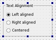Captura de pantalla de un cuadro de grupo con varios widgets seleccionados