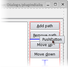 Captura de pantalla que muestra cómo mover widgets en un diseño con arrastrar y soltar Captura de pantalla que muestra cómo mover widgets en un diseño con arrastrar y soltar