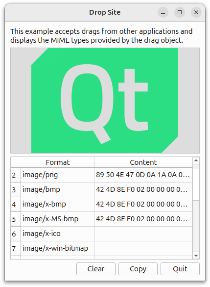 Captura de pantalla del ejemplo Drop Site Captura de pantalla del ejemplo Drop Site