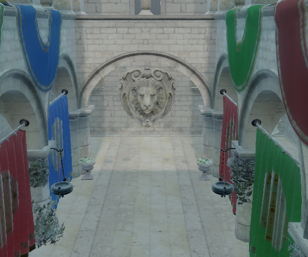 Pasillo de piedra con resplandor fijado en 0,5 Pasillo de piedra con resplandor fijado en 0,5