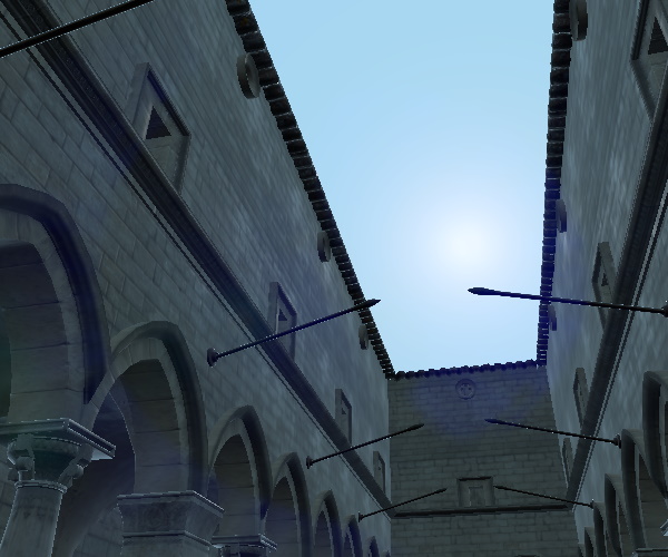 Pasillo de piedra con destello de lente escala 2 Pasillo de piedra con destello de lente escala 2