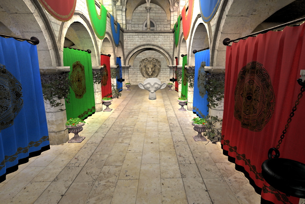 Sala medieval con iluminación global en pantalla Sala medieval con iluminación global en pantalla