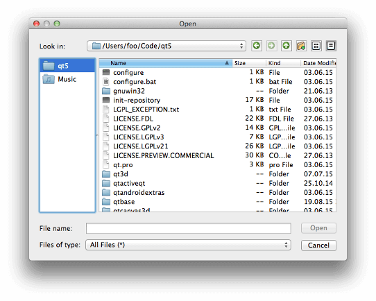 Abrir el diálogo de archivos con las URL establecidas en la barra lateral Abrir el diálogo de archivos con las URL establecidas en la barra lateral
