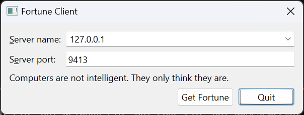 Captura de pantalla del ejemplo de cliente Fortune Captura de pantalla del ejemplo de cliente Fortune