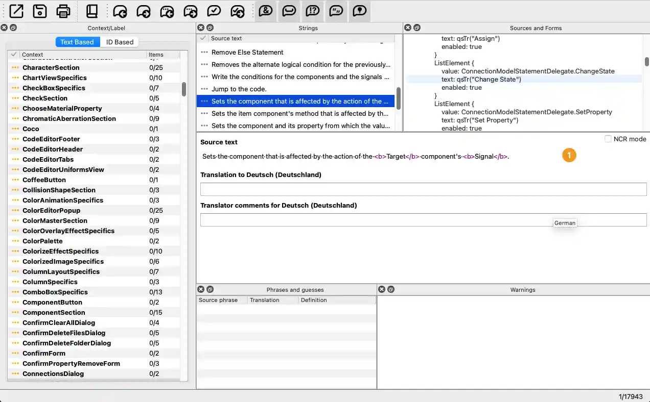 Interfaz de usuario de Qt Linguist