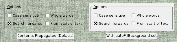 Un widget tiene un fondo transparente y el otro un fondo relleno