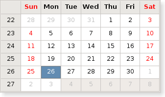 Widget de calendario con las fechas desactivadas después de la fecha máxima Widget de calendario con las fechas desactivadas después de la fecha máxima