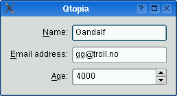 Diseño del formulario en estilo Qt Extended