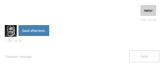 Los mensajes de chat muestran marcas de tiempo debajo del texto del mensaje