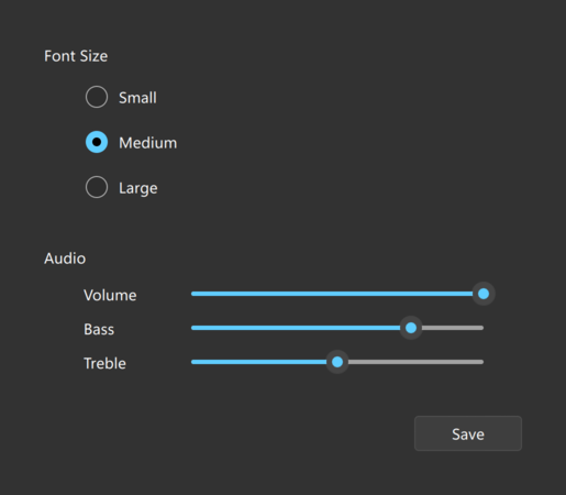 Galería de controles en el tema oscuro estilo FluentWinUI3