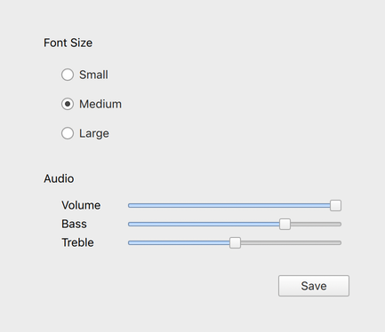 Galería de controles en el tema Fusion style light