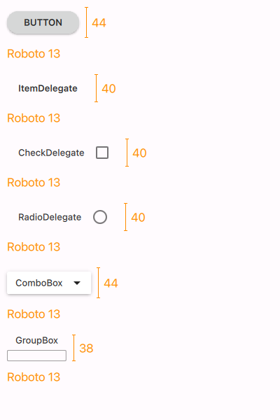 Controles de estilo de material en variante de tamaño denso