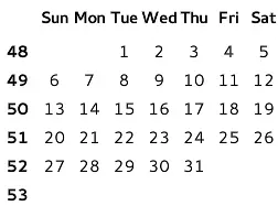 Rejilla de meses en el calendario