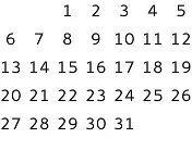 Rejilla de meses con días naturales