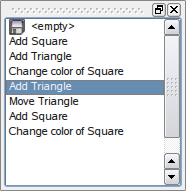 Pila de deshacer mostrando la lista de comandos