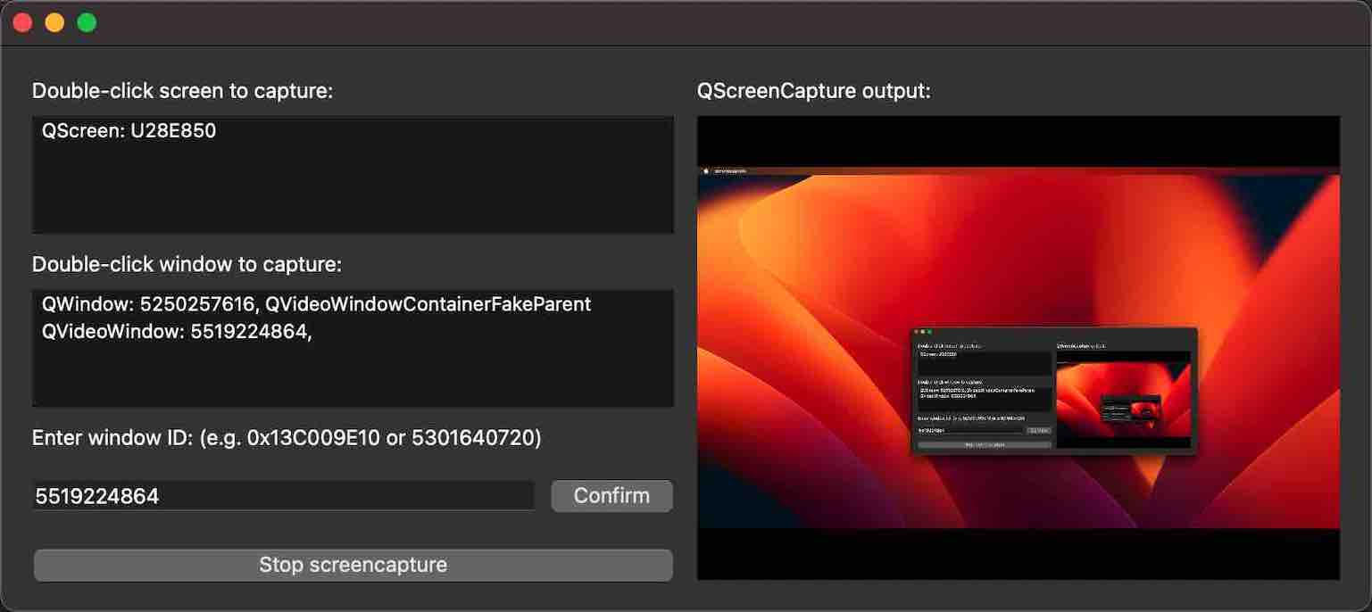 Interfaz de usuario que muestra la lista de pantallas junto con la imagen capturada Interfaz de usuario que muestra la lista de pantallas junto con la imagen capturada
