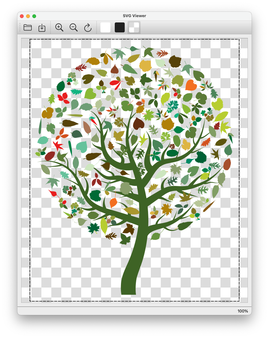 Captura de pantalla de la herramienta SVG Viever mostrando un archivo svg