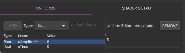 Panneau des uniformes avec paramètres flottants Panneau des uniformes avec paramètres flottants