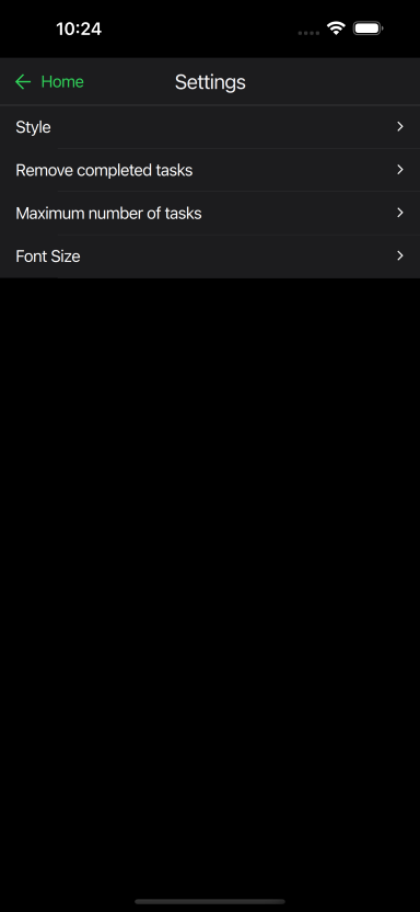 Interface de paramétrage du thème sombre