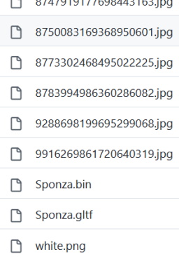 Liste de fichiers montrant les fichiers d'actifs de Sponza