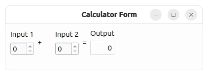 Capture d'écran de l'exemple de formulaire de calculatrice
