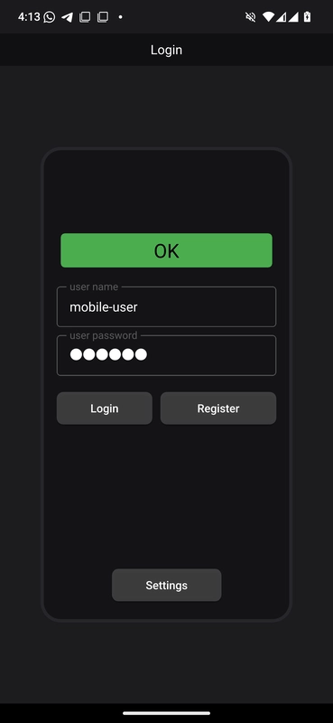Fenêtre de connexion
