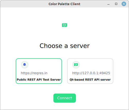 Une interface graphique qui affiche deux serveurs au choix