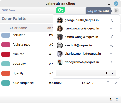 Une interface graphique qui répertorie les utilisateurs
