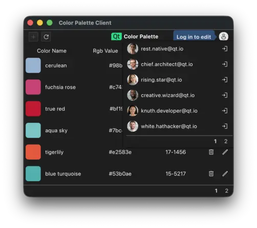 Une interface graphique qui répertorie les utilisateurs