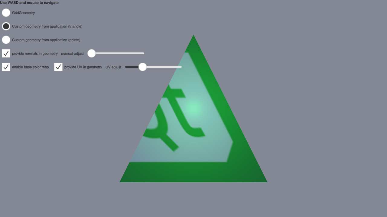 Triangle avec texture du logo Qt démontrant une géométrie personnalisée
