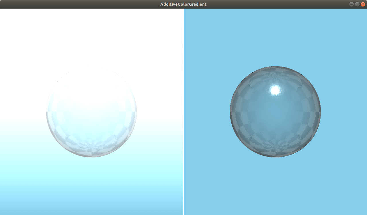 Comparaison de scènes montrant l'effet de gradient de couleur additif Comparaison de scènes montrant l'effet de gradient de couleur additif