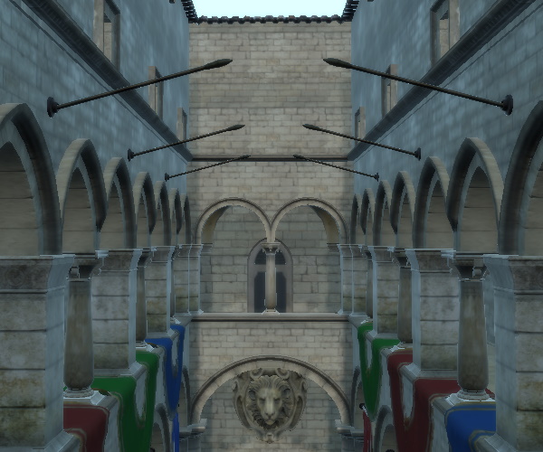 Cour en pierre avec lueur au niveau 1