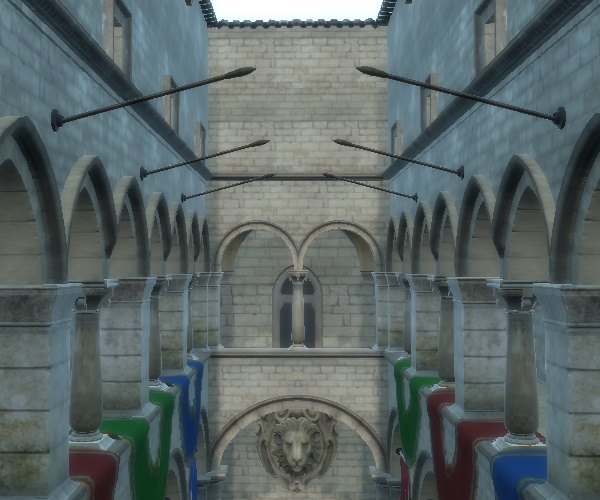 Cour en pierre avec lueur aux niveaux 1 et 2