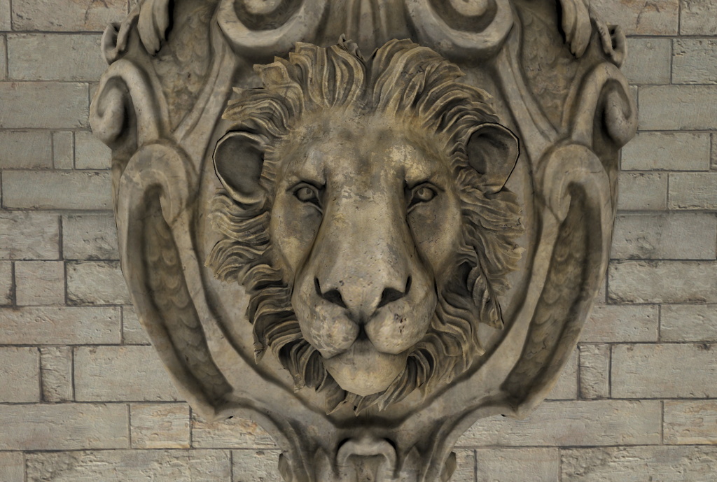 Sculpture de lion avec occlusion ambiante du SSIG