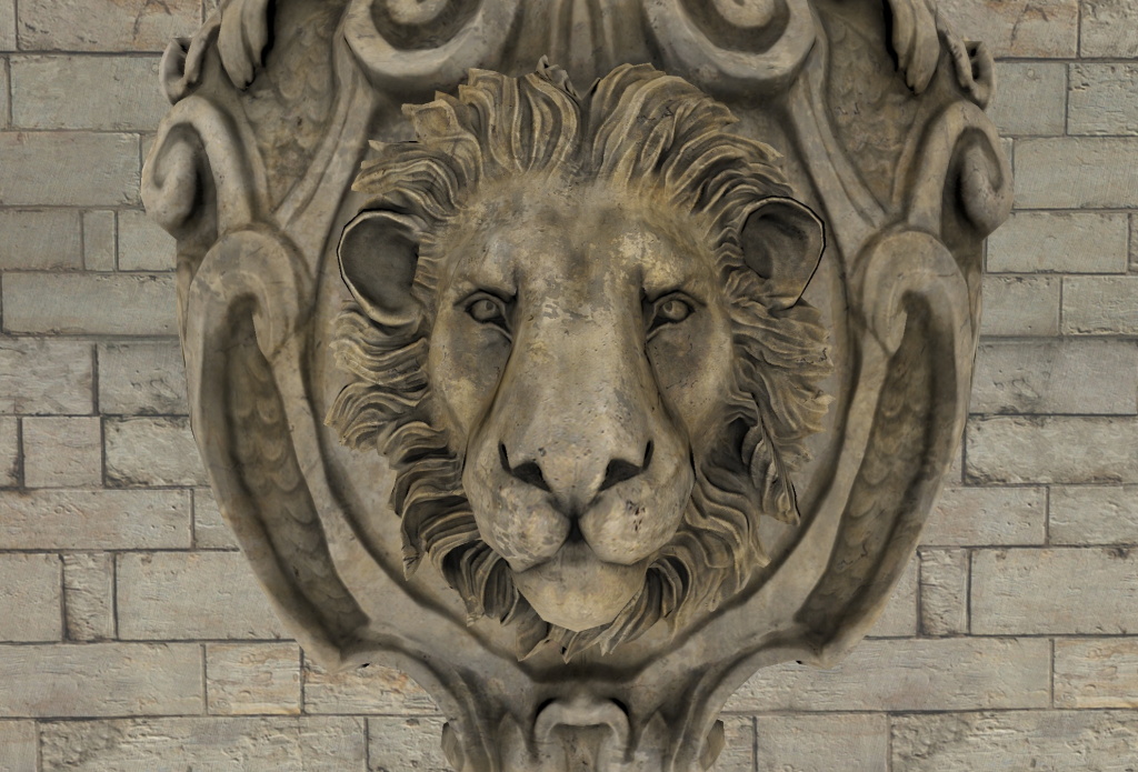 Sculpture de lion sans occlusion ambiante