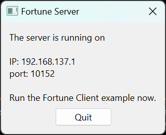 Capture d'écran de l'exemple du serveur Fortune