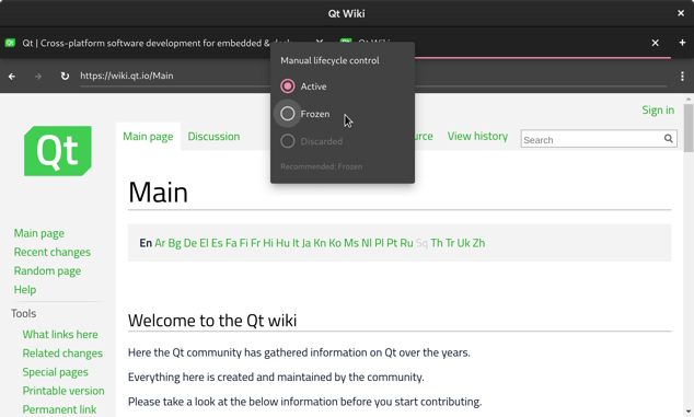 Page web avec fenêtre contextuelle de contrôle manuel du cycle de vie présentant les options Actif, Gelé et Abandonné Page web avec fenêtre contextuelle de contrôle manuel du cycle de vie présentant les options Actif, Gelé et Abandonné
