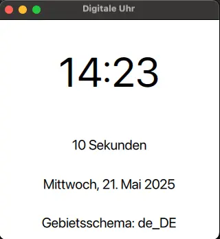 Capture d'écran de l'horloge numérique en allemand